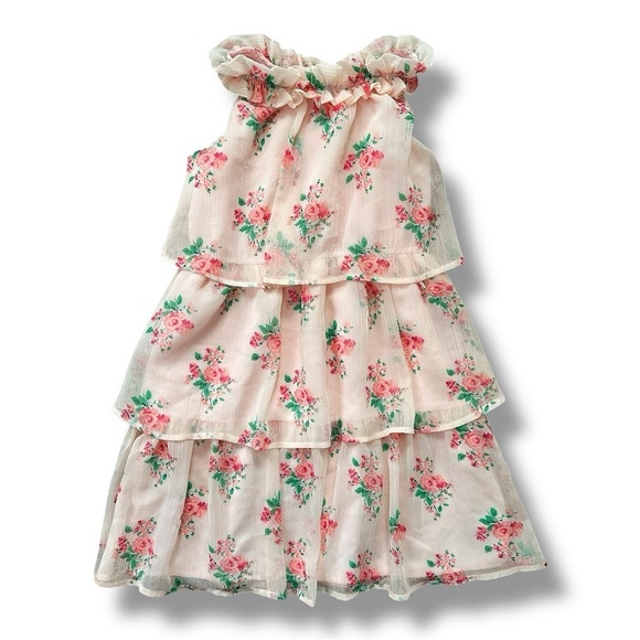 Janie & Jack | Floral Tiered Chiffon Dress (8) 💐 - Picture 2 of 10